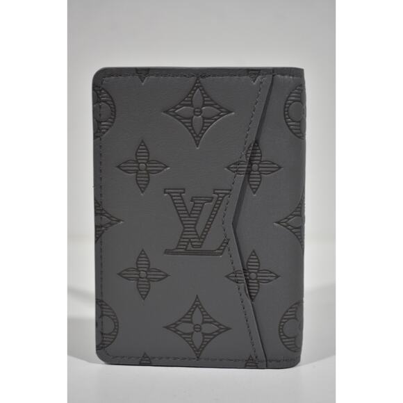 Louis Vuitton Monogram Shadow Grey Leather Logo Pocket Organizer Card Wallet - Picture 6 of 12